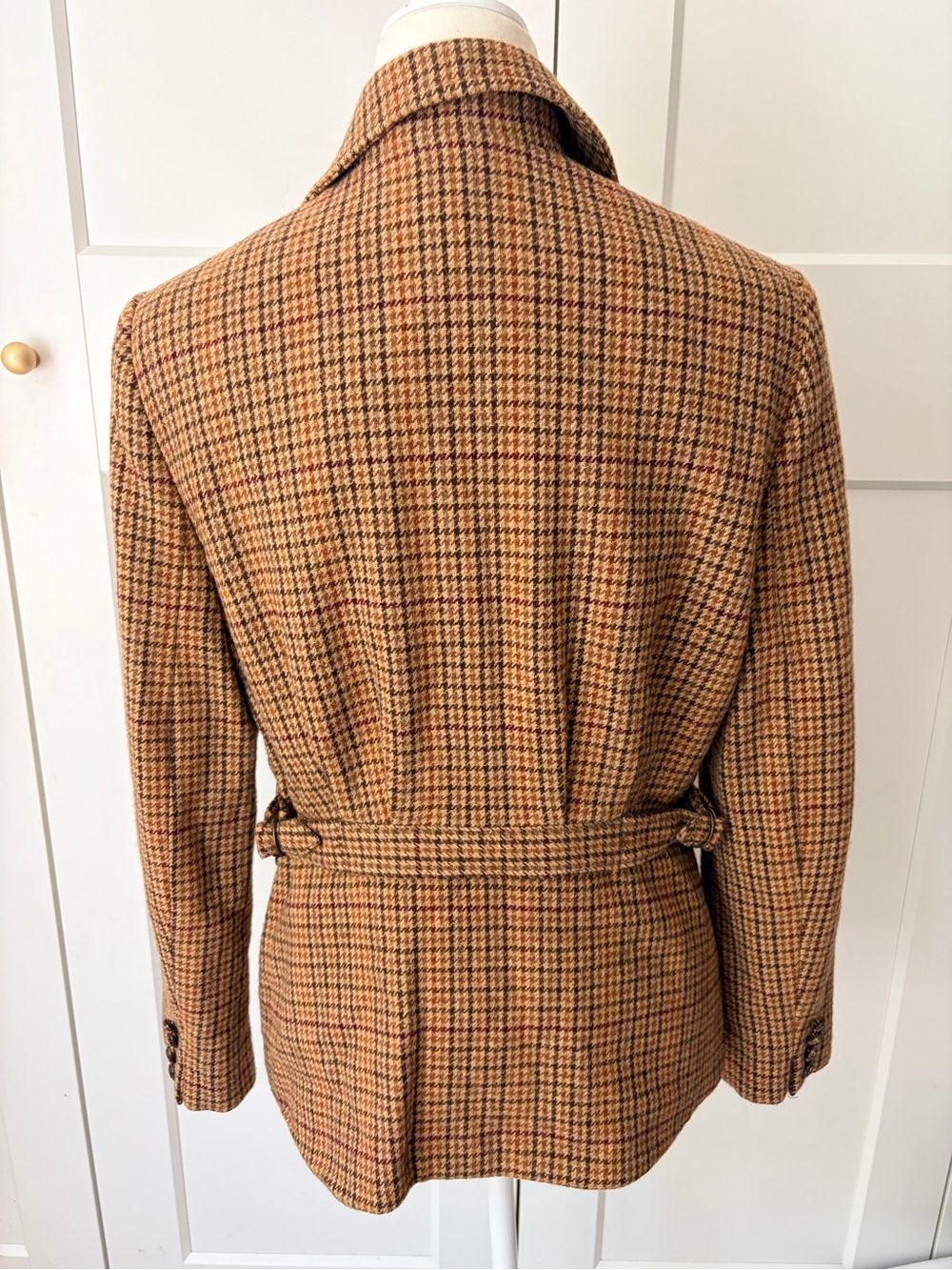 Ralph Lauren Wool Brown Houndstooth Zip Blazer | 6 - Picture 2 of 6